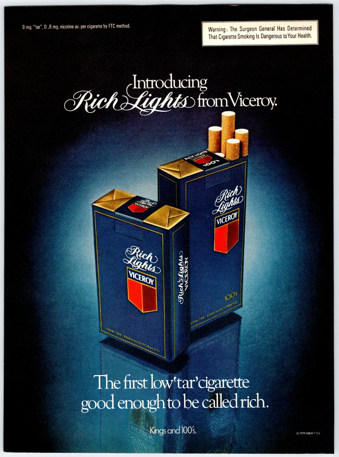 1979 VICEROY RICH LIGHTS CIGARETTES Vintage 1970’s 8″ X 11″ Magazine Ad M279