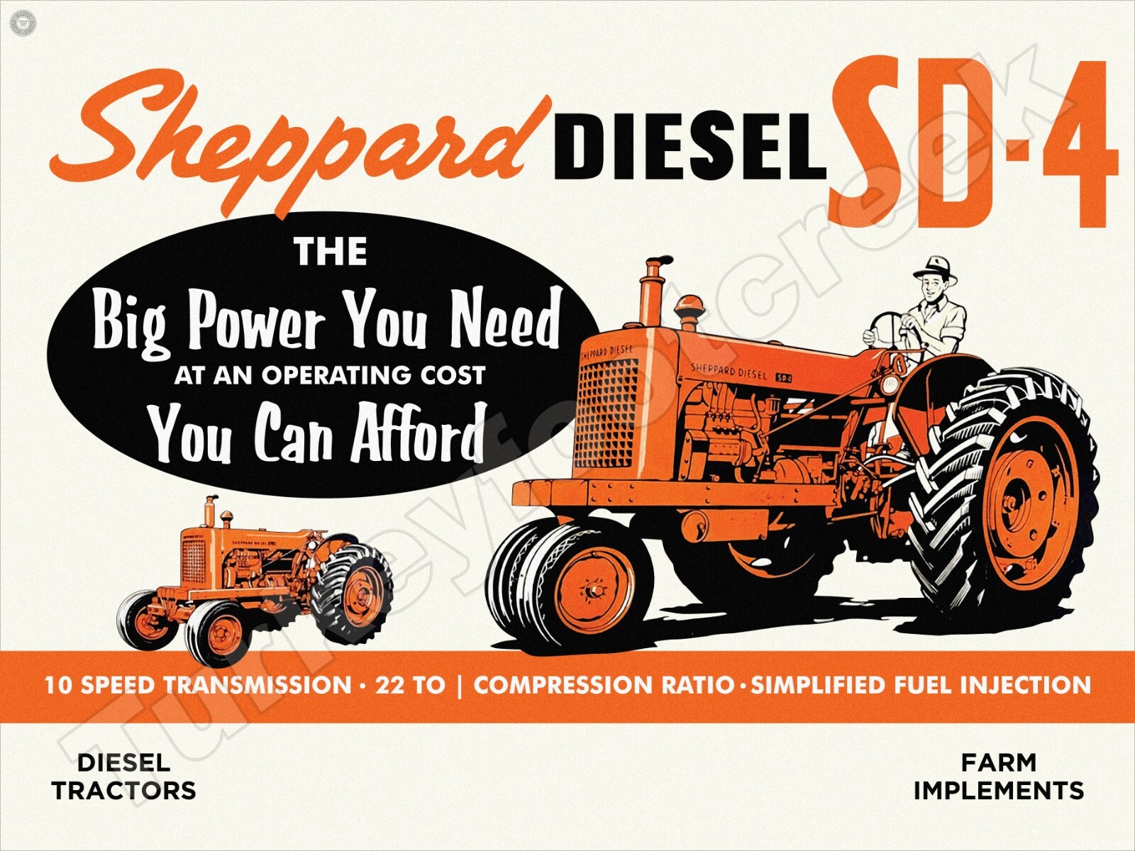 Sheppard Diesel SD-4 Tractor Metal Sign 3 Sizes to Choose From