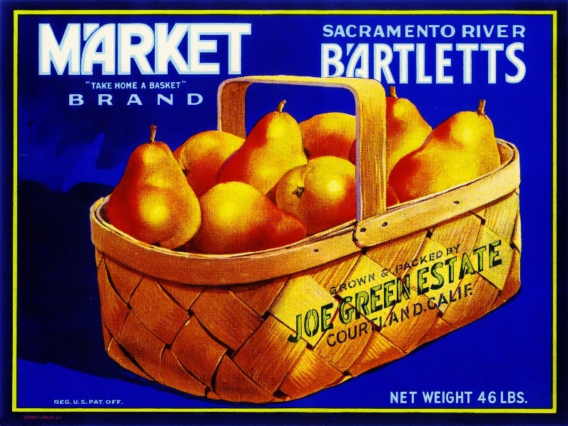 Courtland California Market Basket Pear Fruit Crate Box Label Art Print