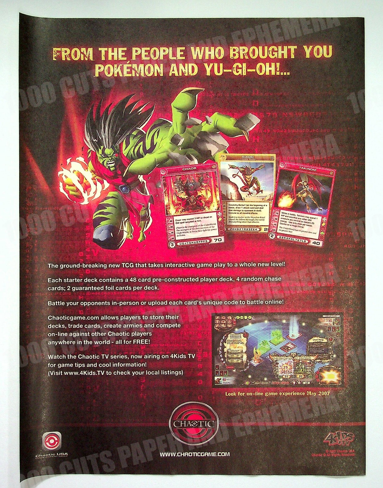 Chaotic CCG TCG Card Game 4Kids TV 2007 Trade Print Magazine Ad Poster ADVERT