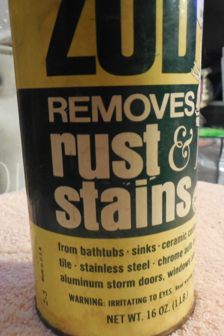 Vintage ZUD container, removes rust & stains, great graphics & colors, 25% full