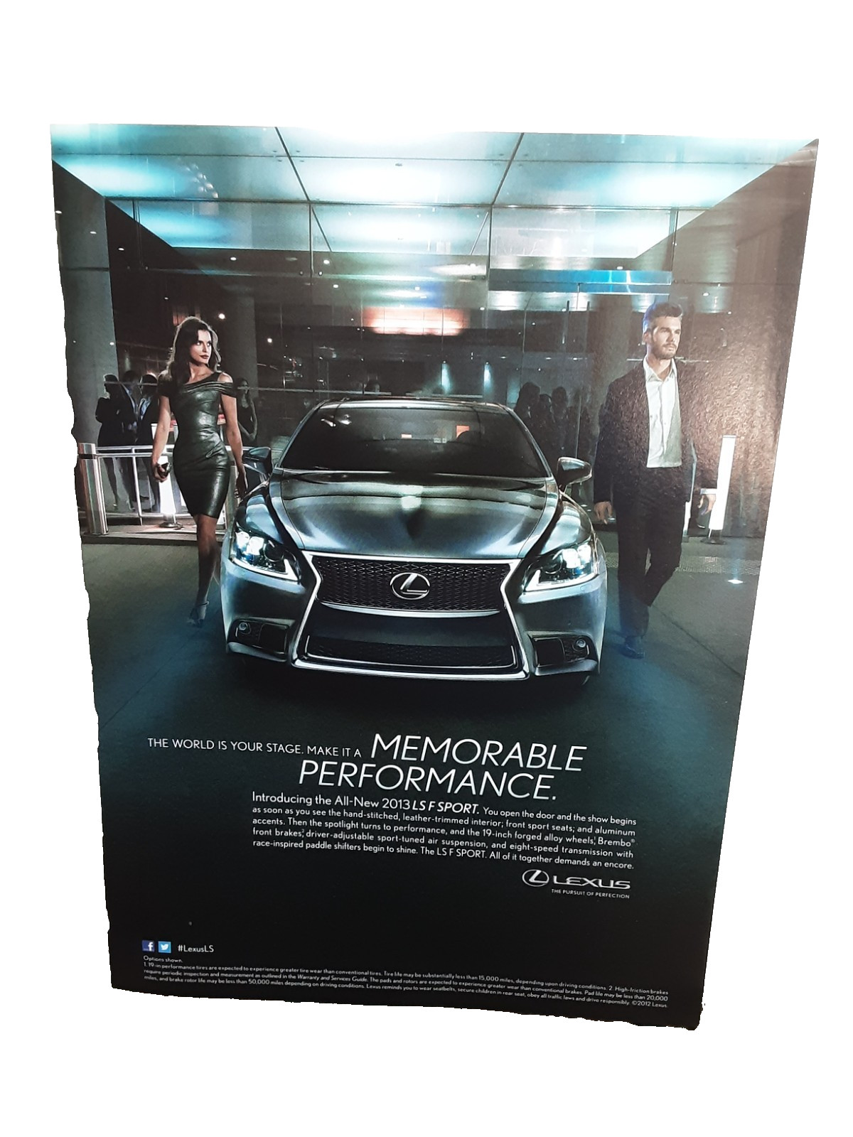 2013 Lexus LS F Sport Print Ad Memorable Performance Luxury Car