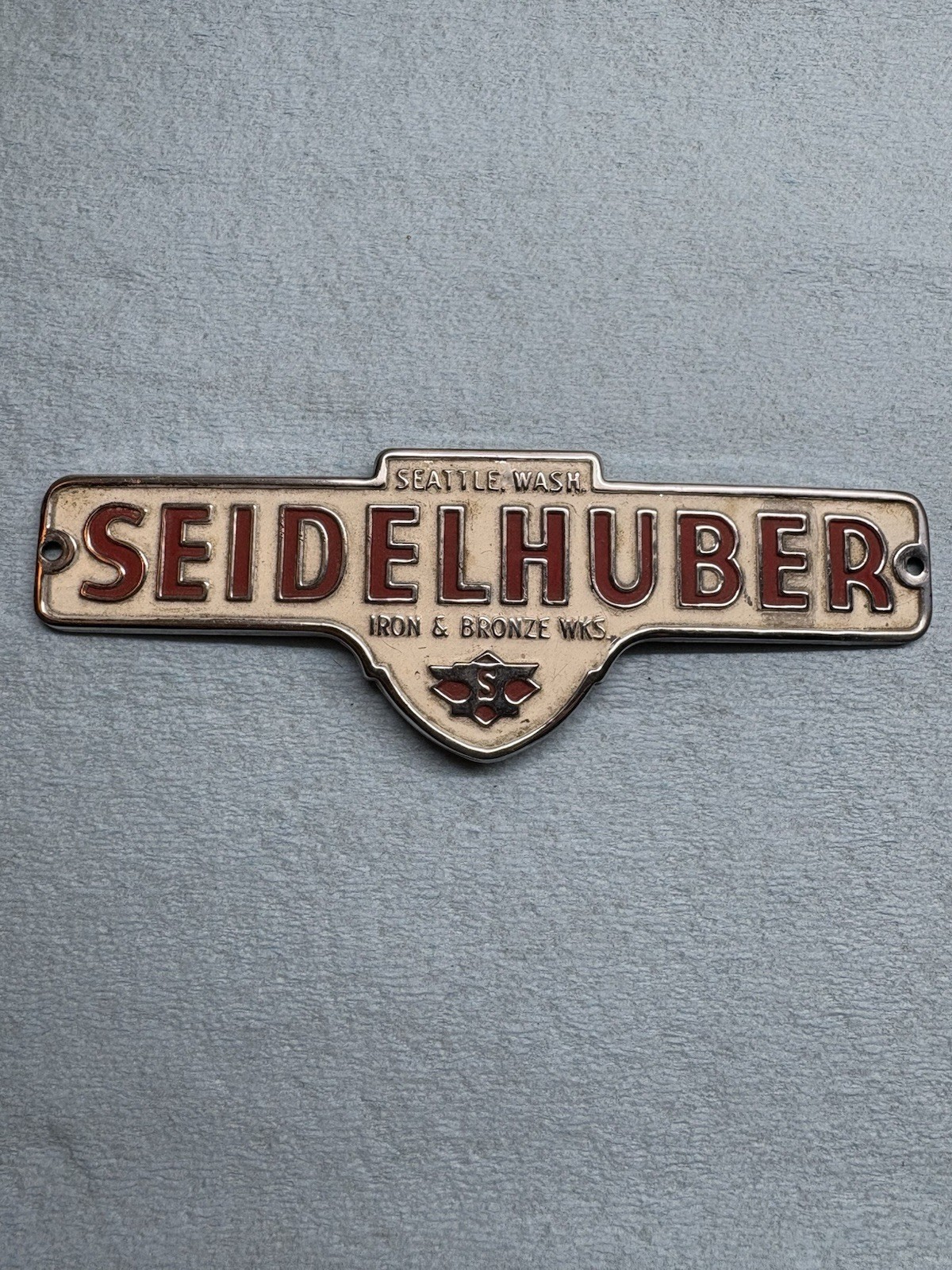 Vintage 1930’s Seidelhuber Iron & Bronze Works Seattle, Washington Emblem