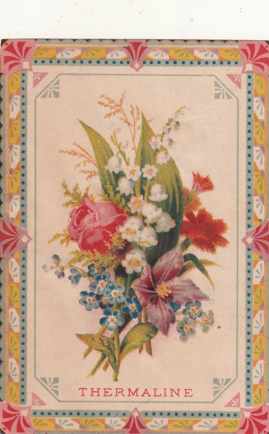 Thermaline Remedy Medicine Posy of Flowers Vict Card c1880s