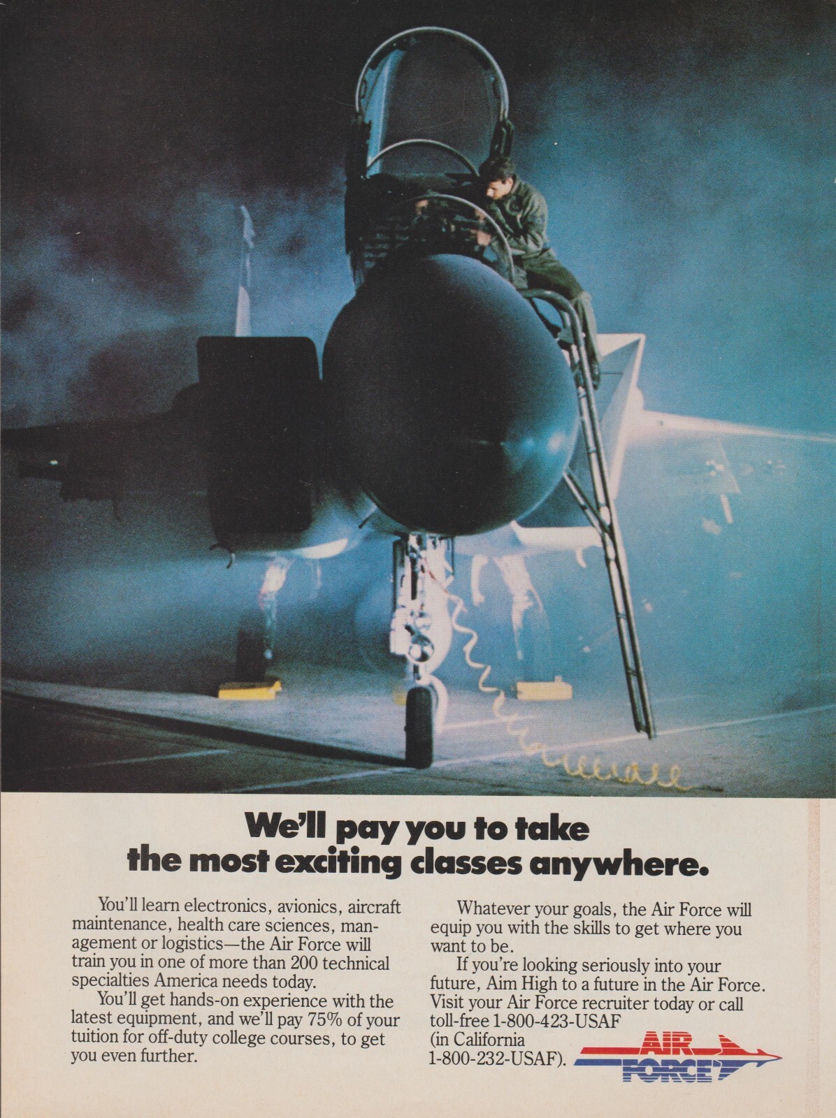 1985 U.S. Air Force – Fighter Jet Aircraft Mechanic Maintenance – Print Ad Photo