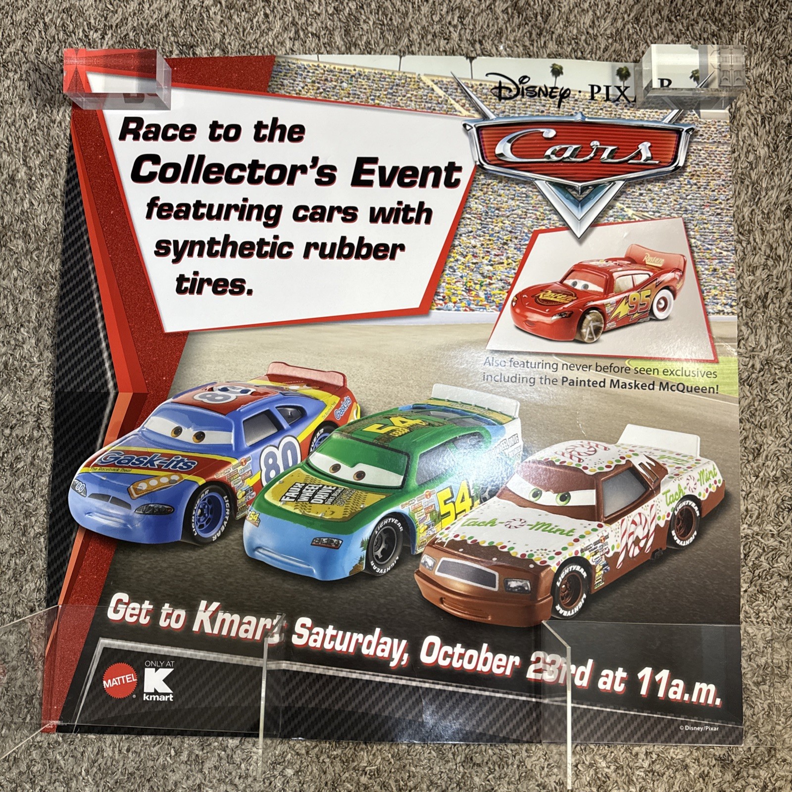 Disneys Cars Diecast Toys Mattel Kmart Store Display Sign Poster 30”x30” in