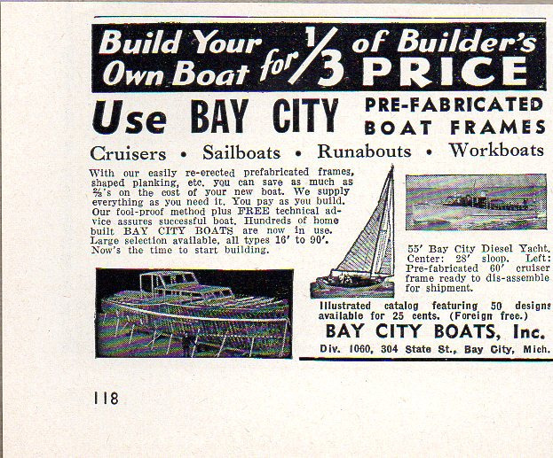1950 Vintage Ad Bay City Pre-Fab Boat Frames Bay City,MI Build Your Own