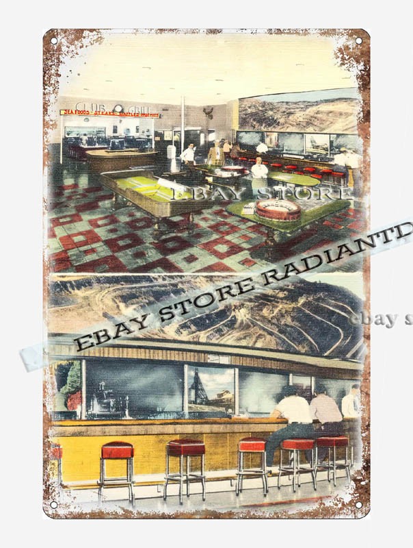 tin sign 1930s-40s The Bank Club Ely Nevada lodge cafe in walls