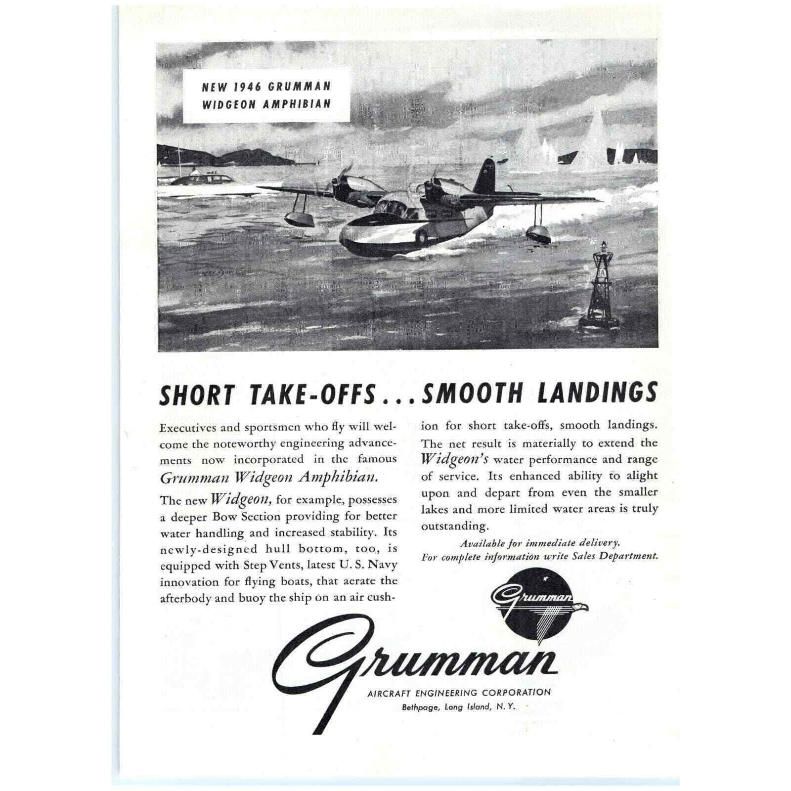 1946 Print Ad Grumman Widgeon Amphibian Airplane U.S. Navy Innovation WWII!