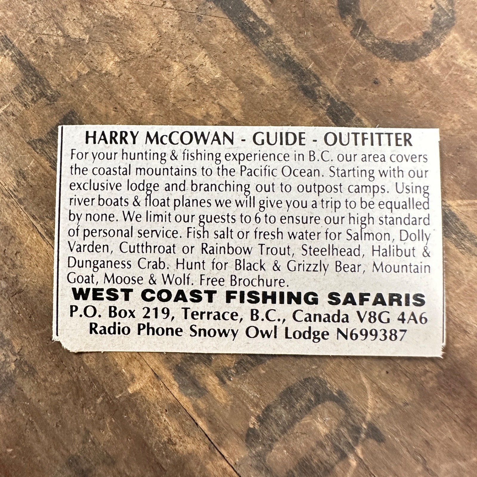 1982 West Coast Fishing Safaris Vintage Print Ad Terrace British Columbia Canada