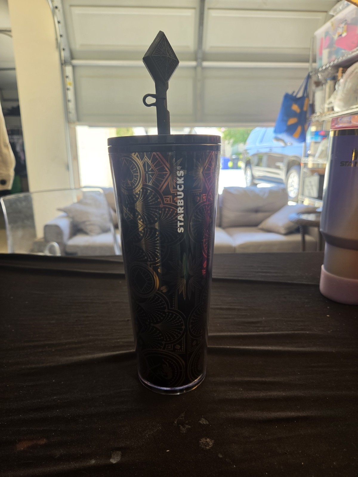 Starbucks Las Vegas Collection black and gold acrylic tumbler.
