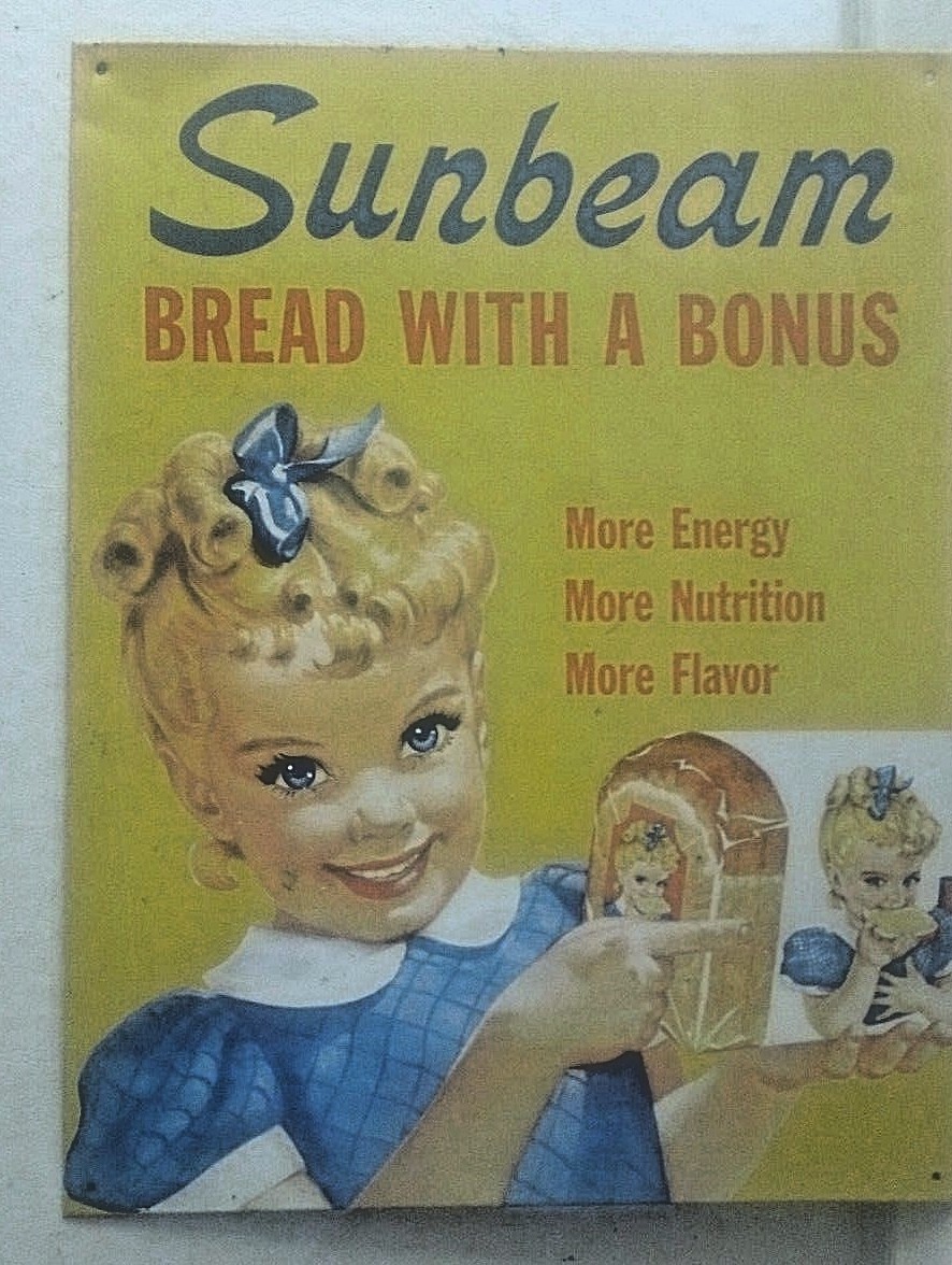 Retro Vintage Replica Little Miss Sunbeam-Bread with a Bonus-Metal Litho Sign