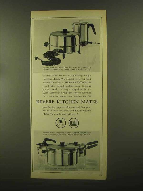 1965 Revere Ware Ad – Electric Skillet, Coffee Maker