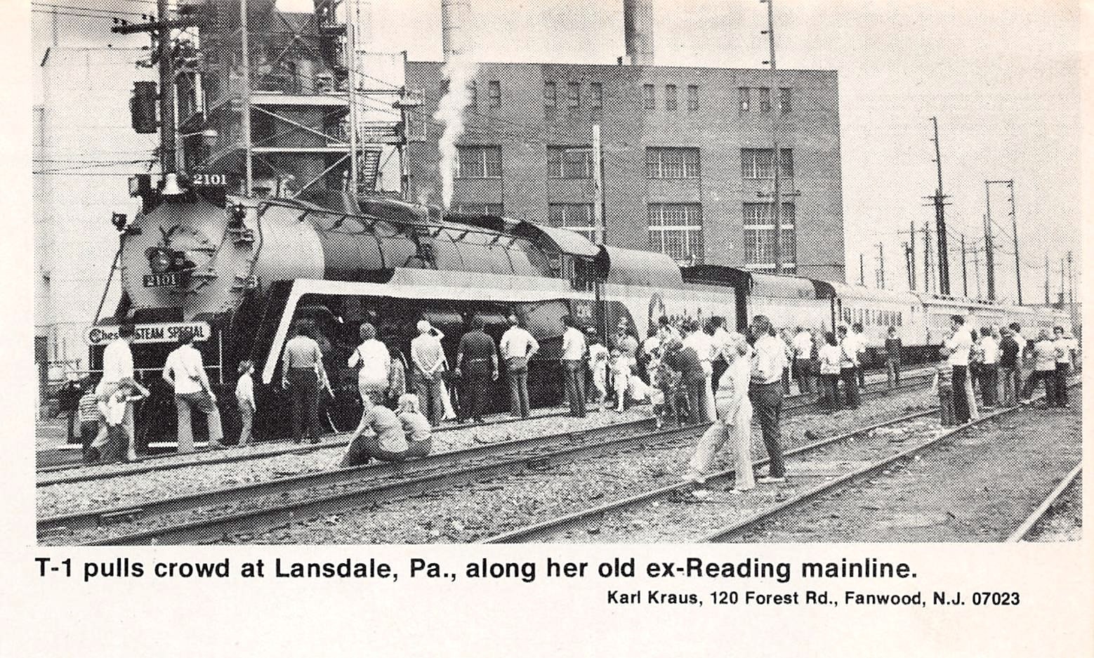 Reading Railroad T-1 Steam Crowd Lansdale PA Mainline 5.25″ x 3.25” Mag Excerpt
