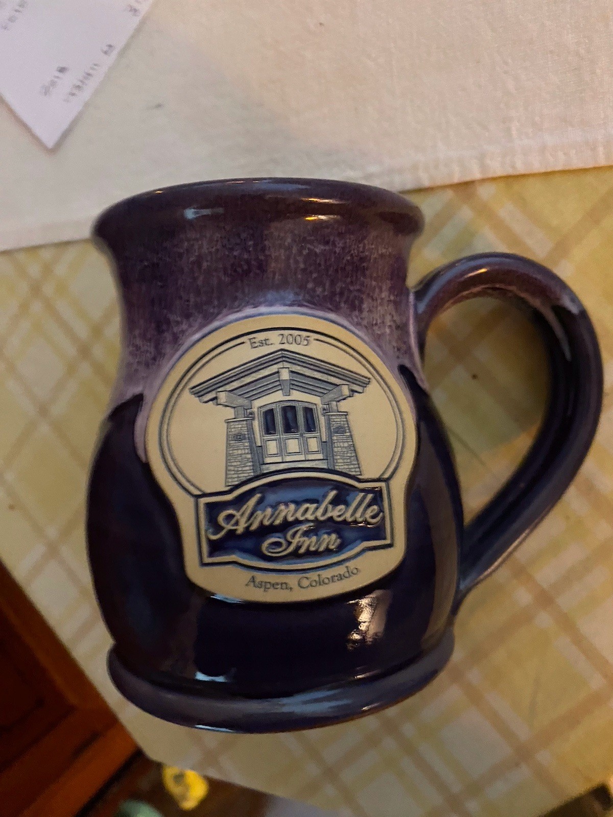 Deneen Pottery, Hand Thrown Mug, Annabelle Inn, Aspen, Colo. – Excellent