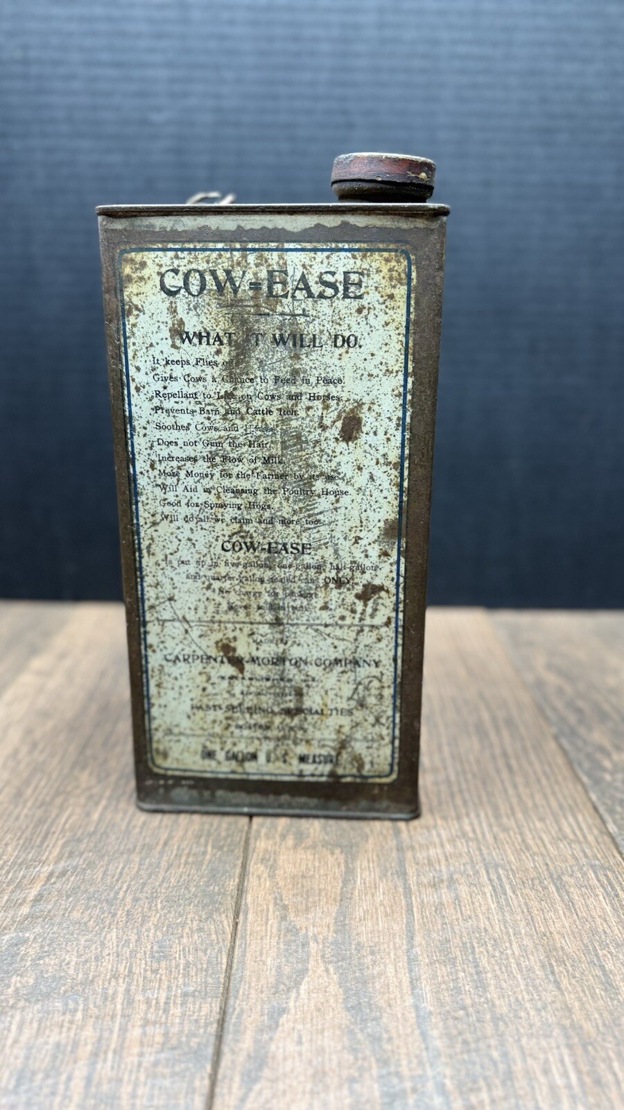 Vintage COW EASE Advertisement Tin CARPENTER MORTON COMPANY
