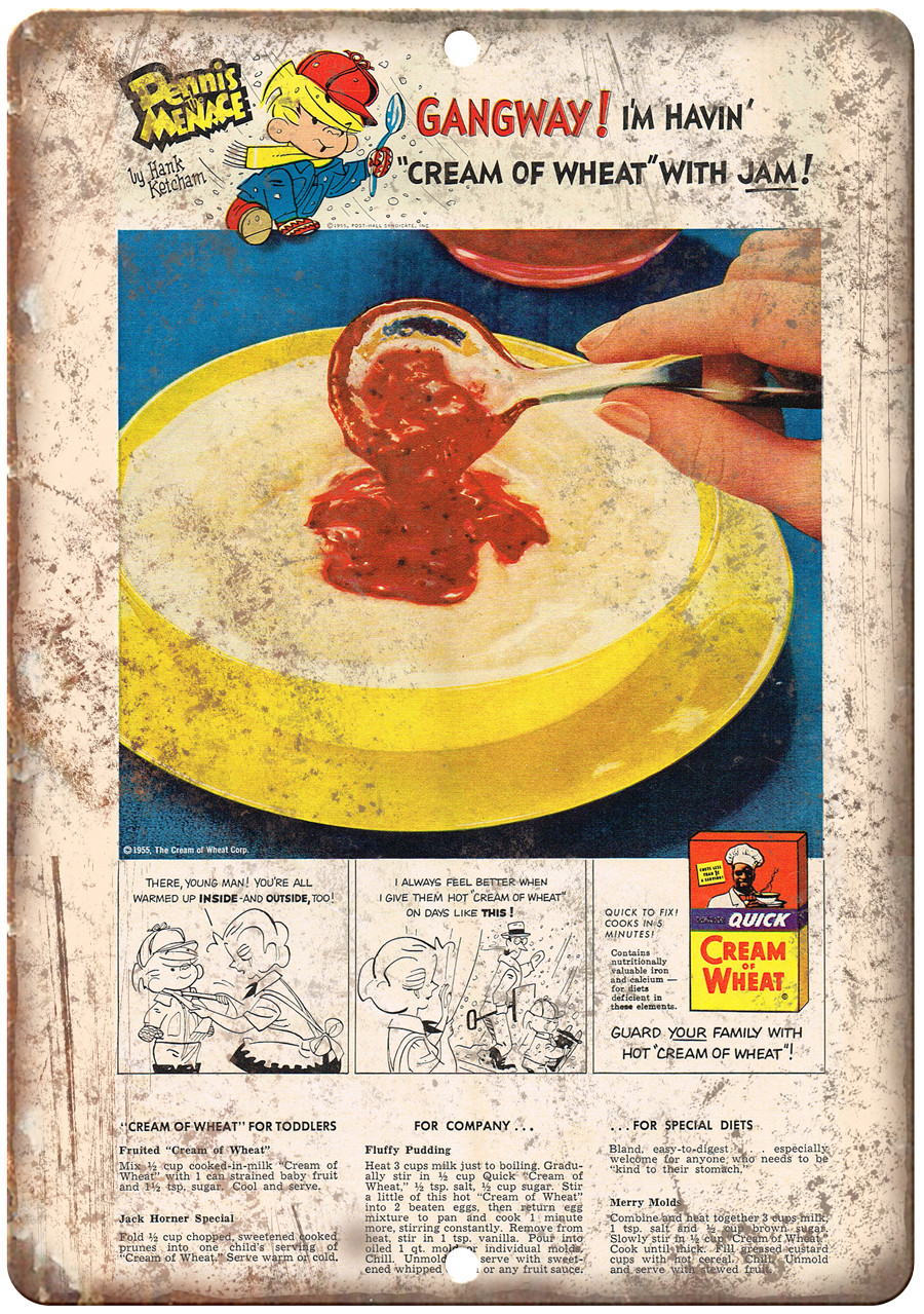 Dennis the Menace Quick Cream of Wheat Ad 12″ x 9″ Reproduction Metal Sign N56