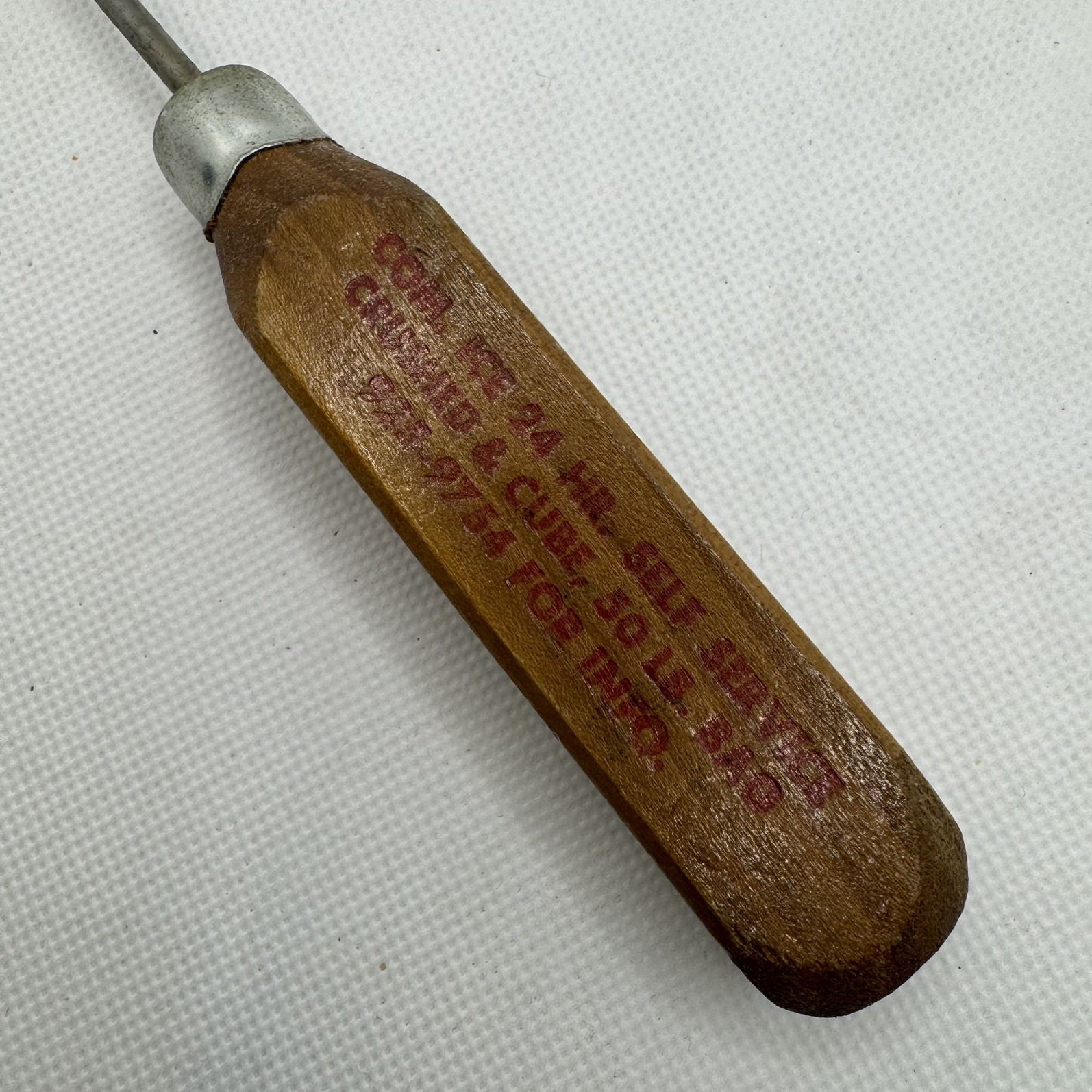 Vintage Ice Pick Advertising Com. Ice Palm Hemet Crystal Clear Drinking USED