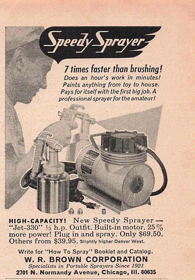 Speedy Sprayer Print Ad Power Tool Washer Advertising WR Brown Corp Chicago 1964