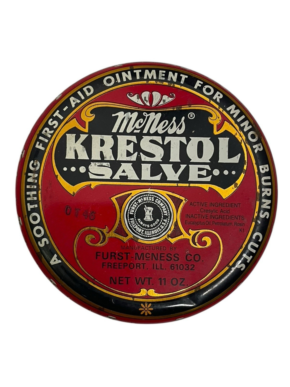 McNess KRESTOL SALVE Can “For Man Or Beast” 11oz Tin Can Vintage Contents Inside