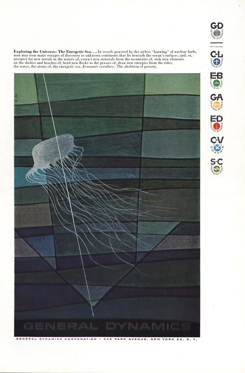 1957 General Dynamics: Energetic Sea Vintage Print Ad