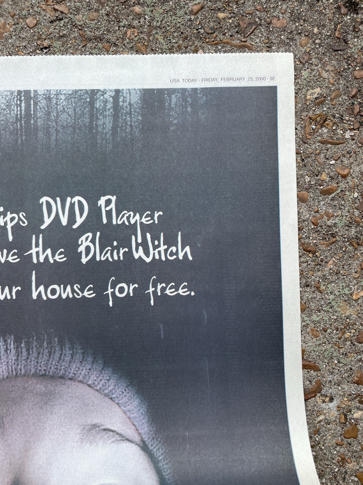 Rare Blair Witch Project Phillips DVD Player Full Page Newspaper Ad 2000 Horror