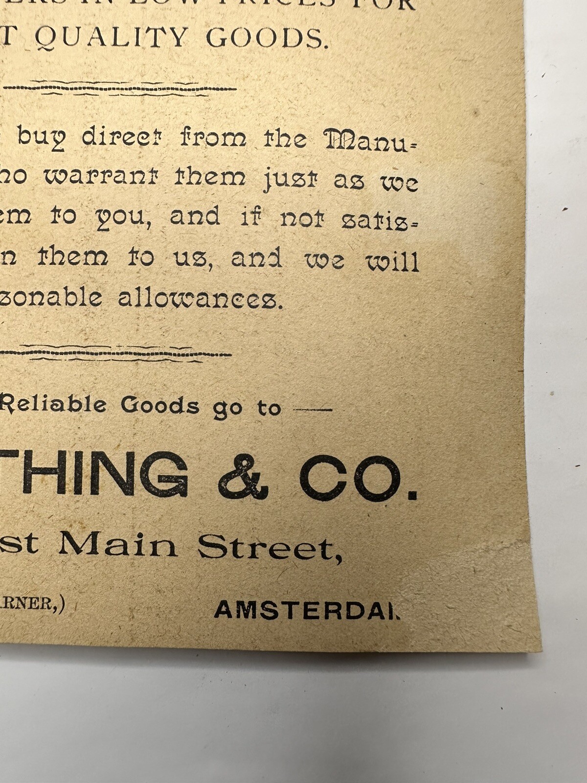Victorian Trade Card SB Thing Shoe Seller E Main St Amsterdam NY B61