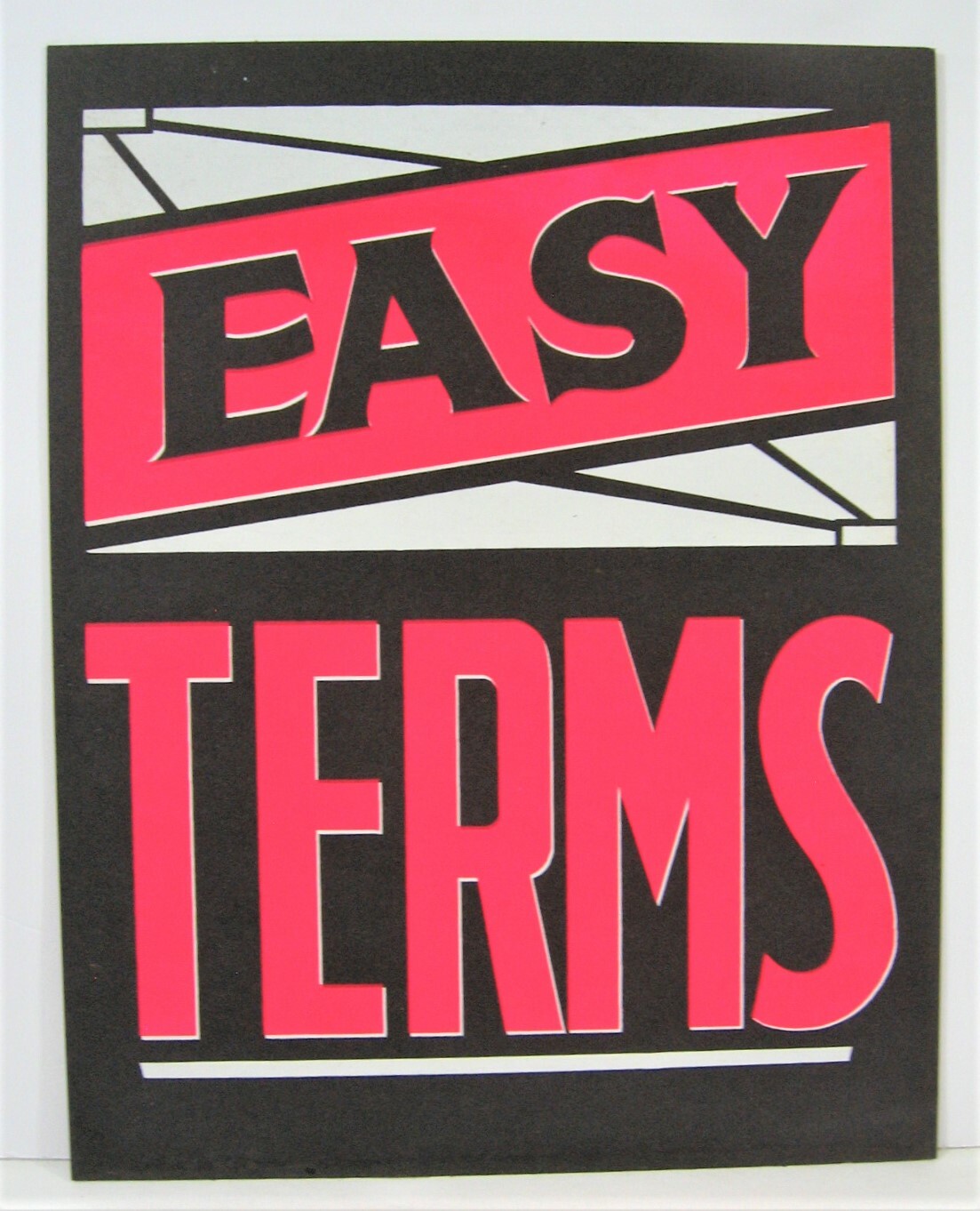 Vintage Easy On Terms / Country Store Cardboard 11×14 Window Sign Old Stock
