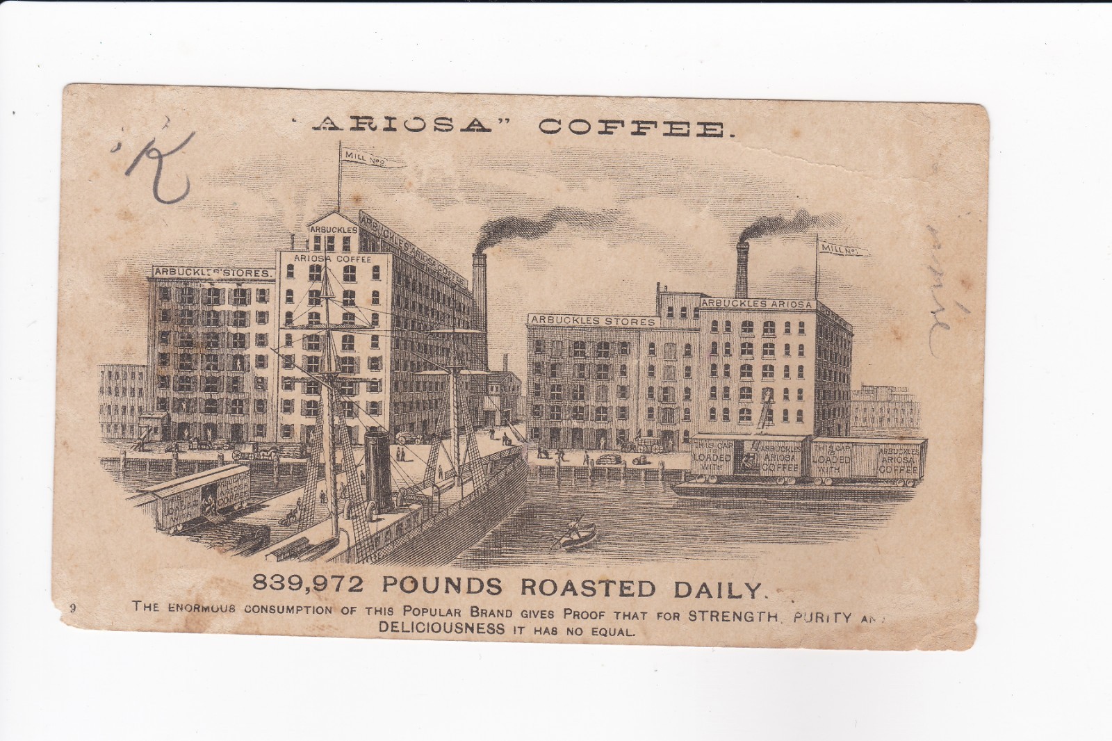 Arbuckle’s Ariosa Coffee From Texas Siftings Victorian Era Trade Card