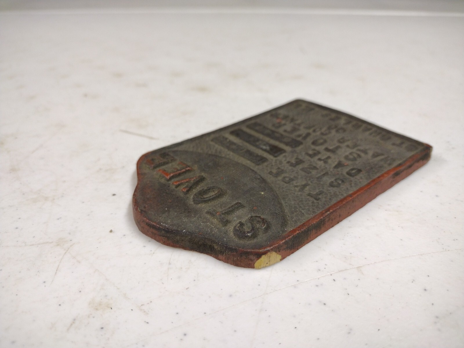 Vintage Brass 1947 Stover Water Softener Co St Charles IL Advertising Name Badge
