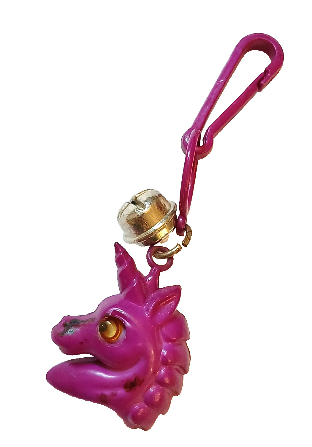 Vintage 1980s Charm Purple Unicorn Googly Eye for Plastic Clip Retro Necklace