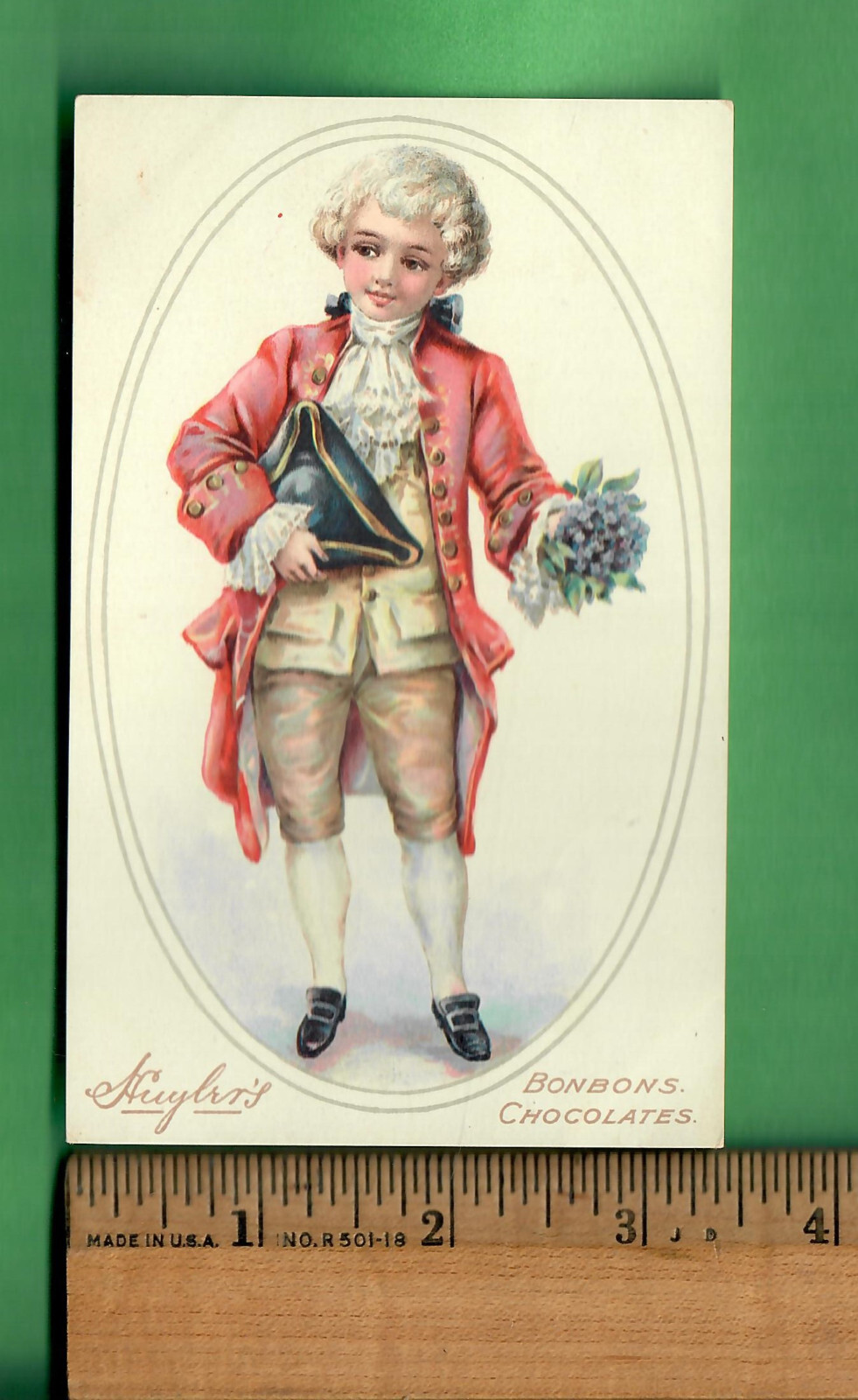 c. 1890 VICTORIAN TRADE CARD – HUYLER’S BONBONS CHOCOLATES CANDIES COCOA 3.5X5.5