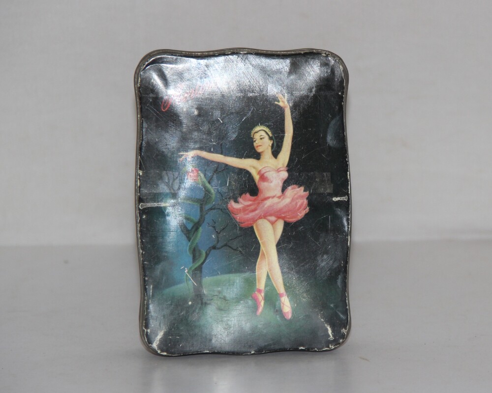 Vintage Lady Picture Print Morton Pure Confectionery Ad. Litho Tin Box