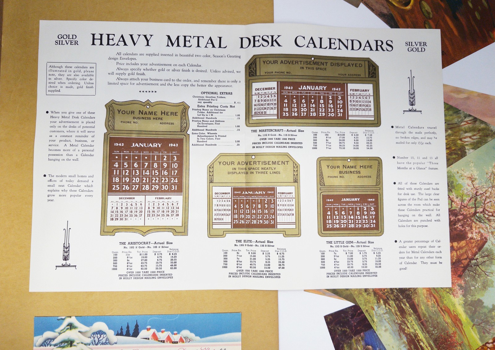 1942 Art Calendar Salesman Sample Book All Trades Printing Large Folio Complete