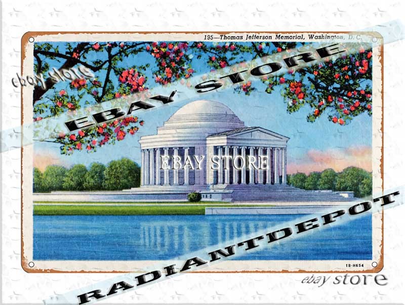 Tin Sign 1941 Thomas Jefferson Memorial Washington DC garden wall plaques
