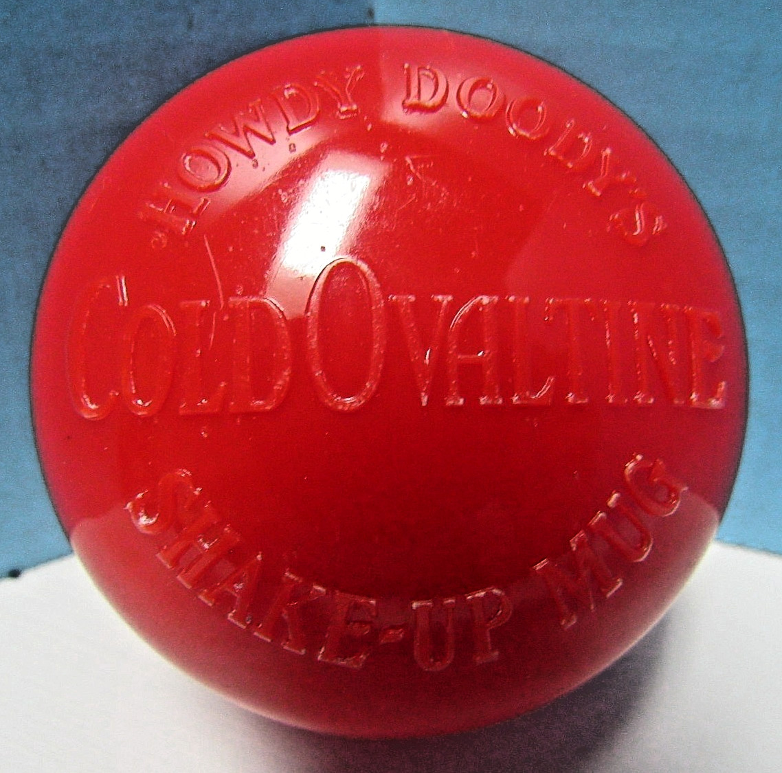 VINTAGE 1950’s HOWDY DOODY COLD OVALTINE SHAKE-UP MUG LID ONLY – RED