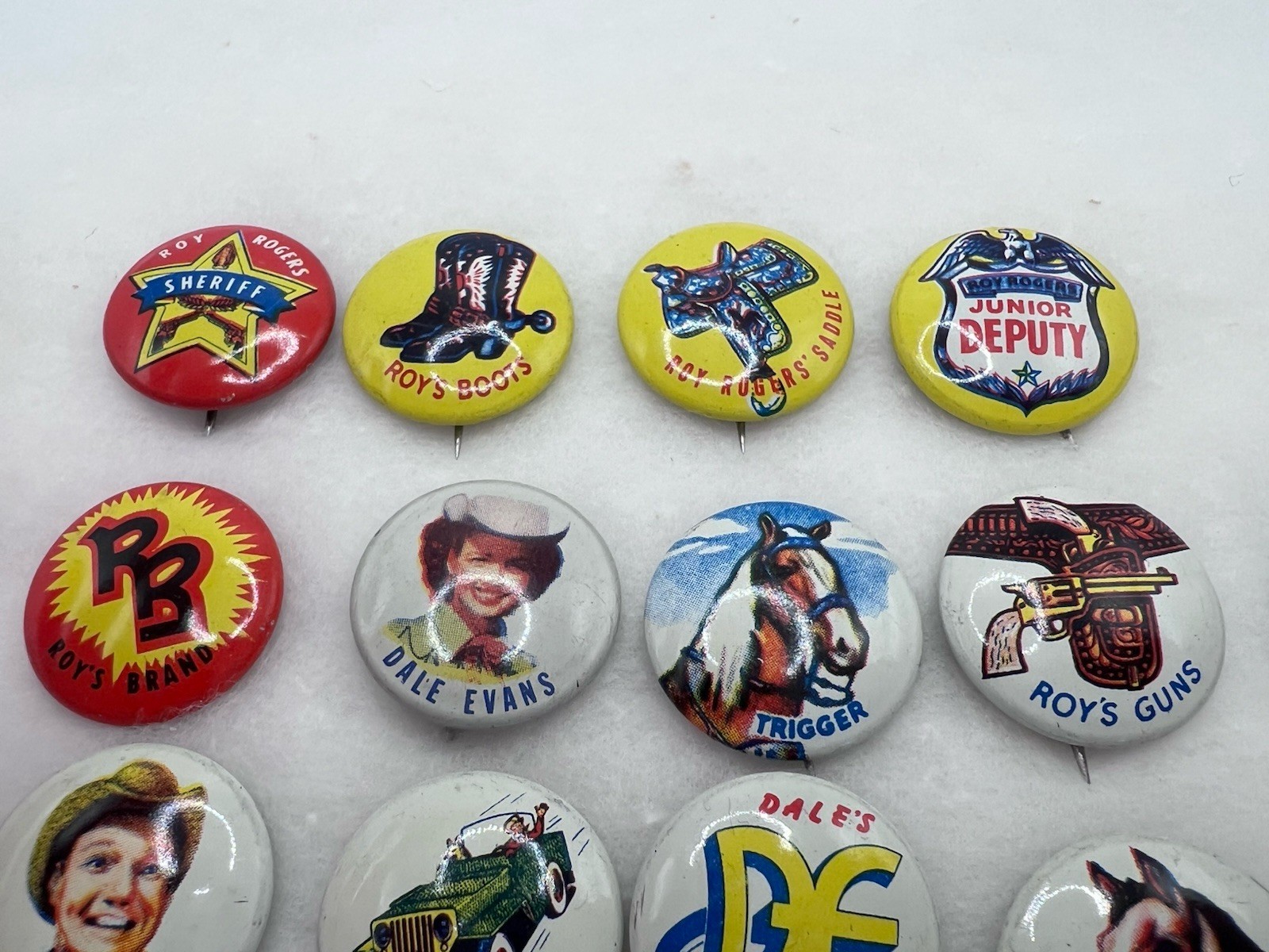 1953 Post Grape Nuts Flakes Roy Rogers Pinback Buttons, lot of 13