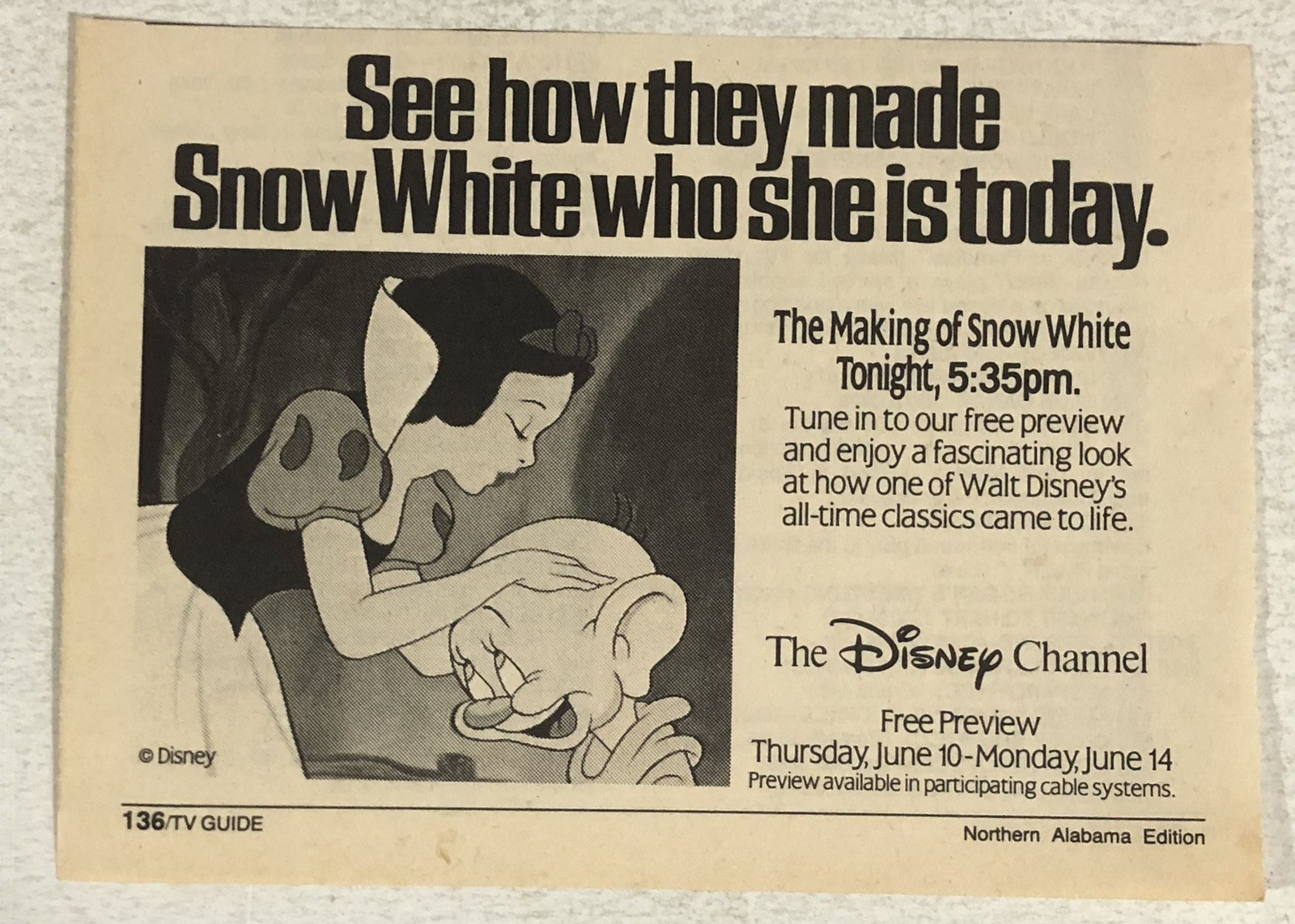 The Making Of Snow White Movie Disney Channel Print Ad TPA11