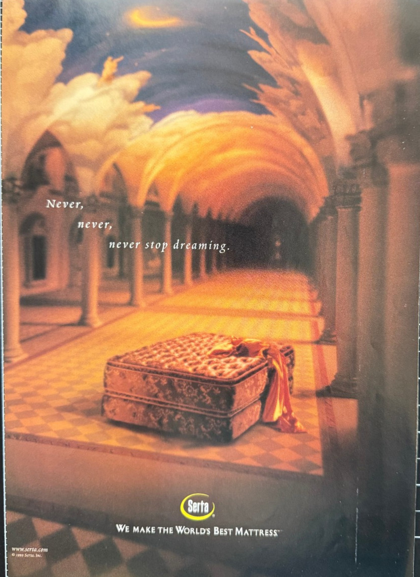 Serta Mattress World’s Best Never Stop Dreaming Night Moon Vintage Print Ad 1999