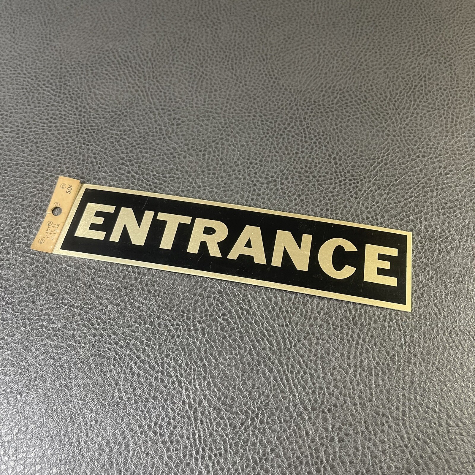 Vintage Entrance Sign Adhesive Tape 8” x 2” Silver Black Metal Stick On