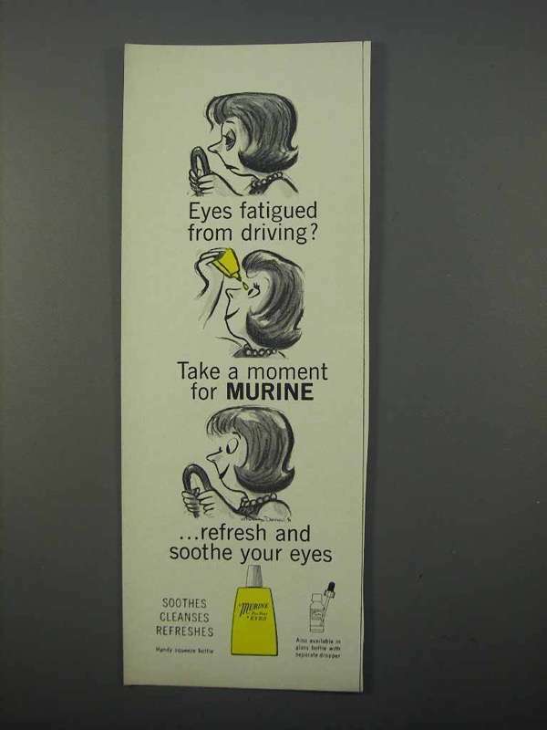 1966 Murine Eye Drops Ad – Eyes Fatigued from Driving?