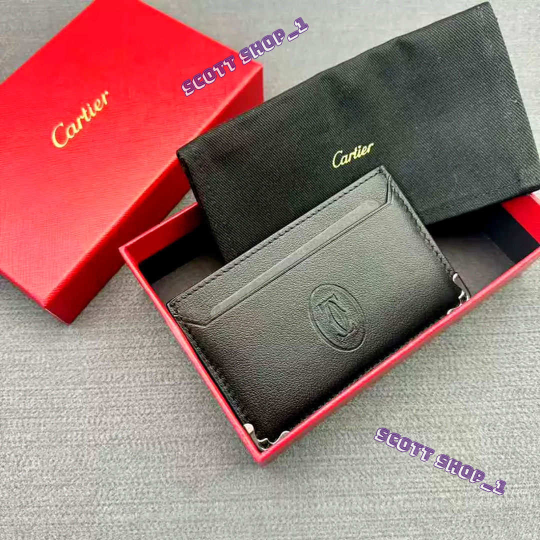 Cartier Black Leather Cardholder – Must De-New in Box, Rare Promotion Gift