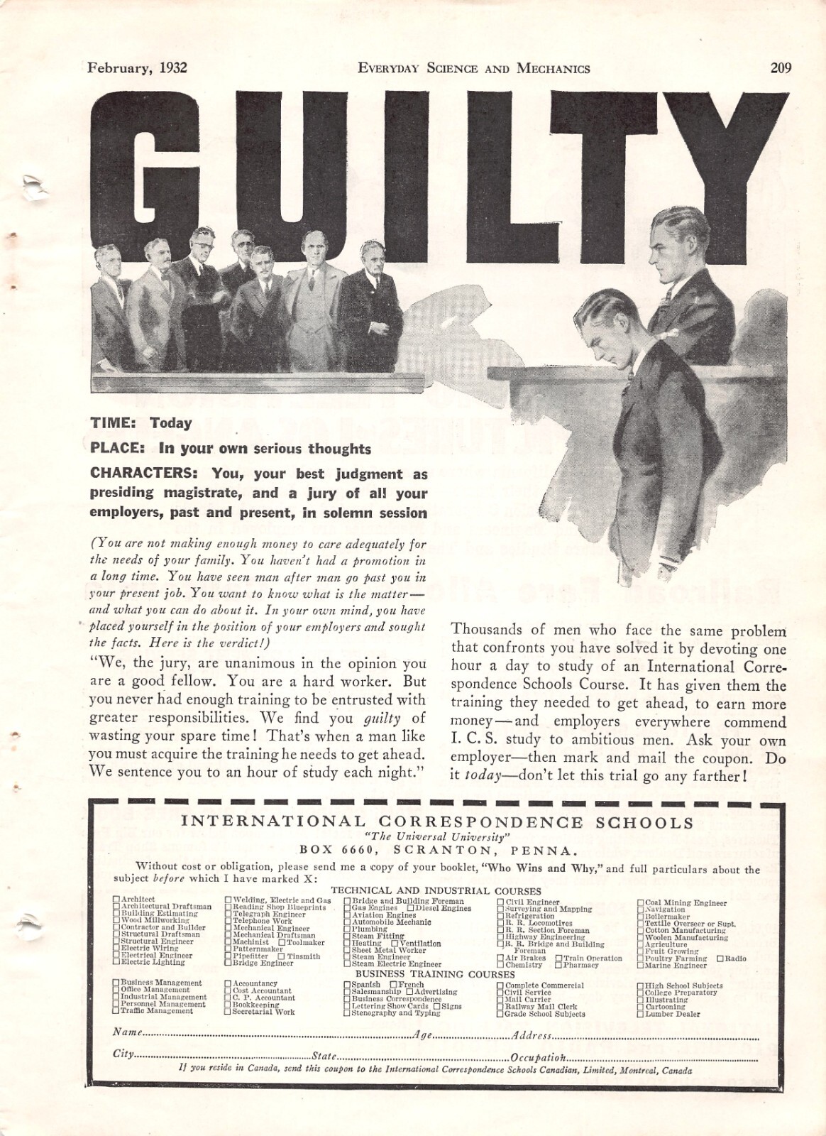 International Correspondence Schools 1932 Vtg Science & Mechanics Mag Print Ad