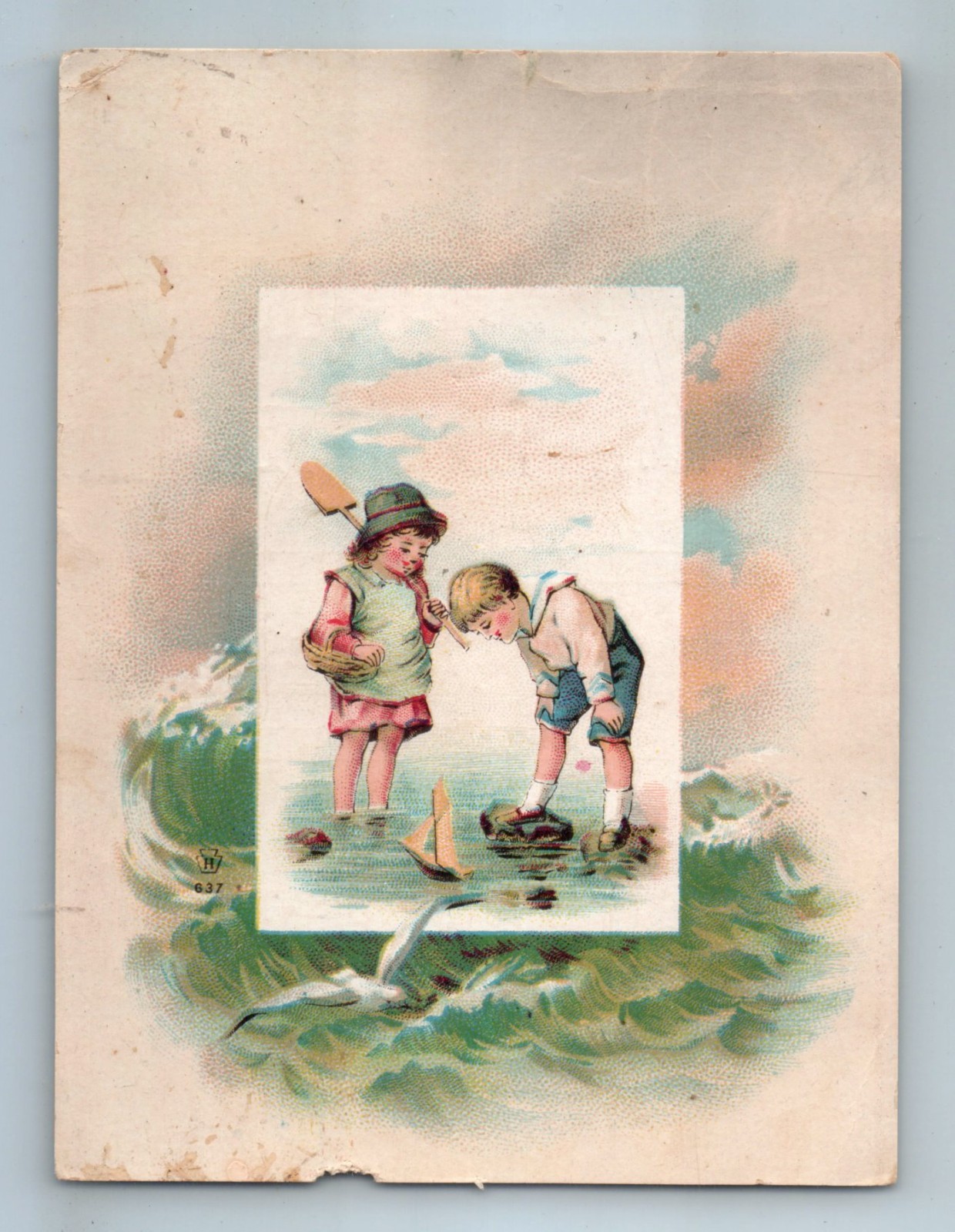 Advertising TRADE CARD The Enterprise Coffee Co Baltimore MD Boy Girl Boat