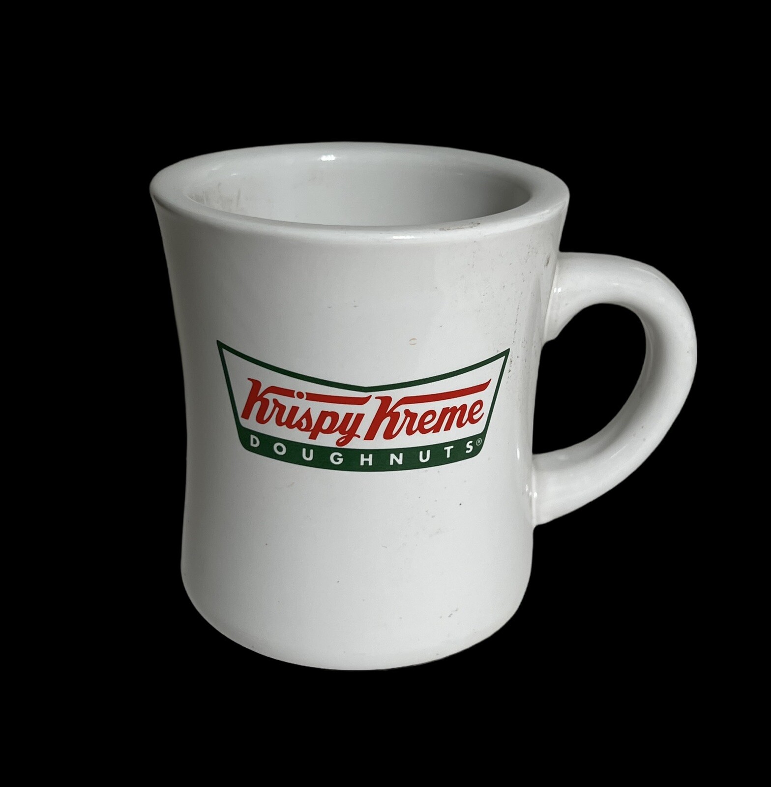 Krispy￼ Kreme Doughnuts Coffee Mug Tea Cup White Red & Green Double Side Heavy
