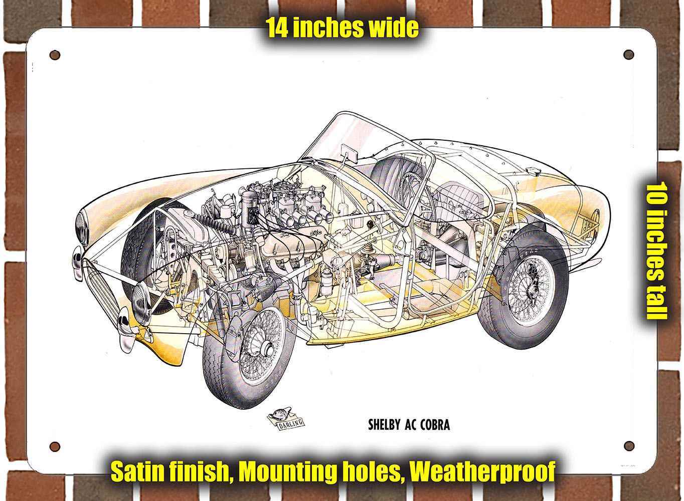 Metal Sign – 1962 Shelby AC Cobra Cutaway- 10×14 inches