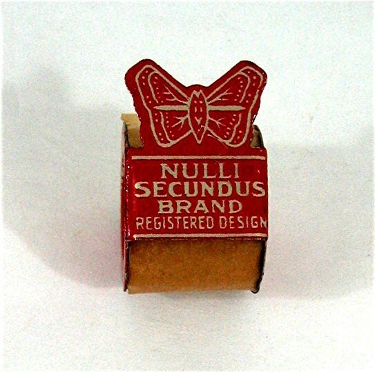 1920 Butterfly Shape Tin Tape Roll Nulli Secundus Brand Book Repair British Mfg