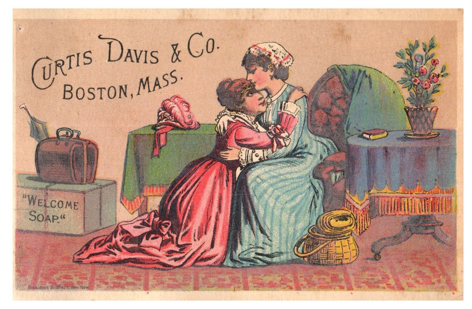 1880s Curtis Davis & Co. Welcome Soap Cute Dogs Peacock Set Of 4 F134