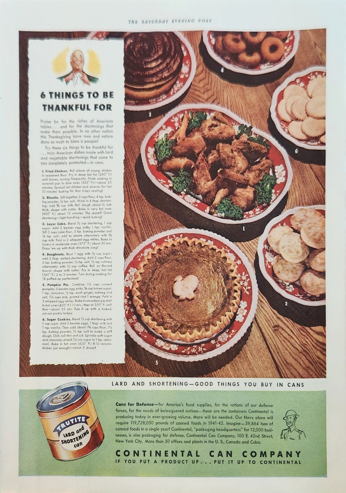 1941 Continental Can Company Vintage Ad 6 things to be thankful for