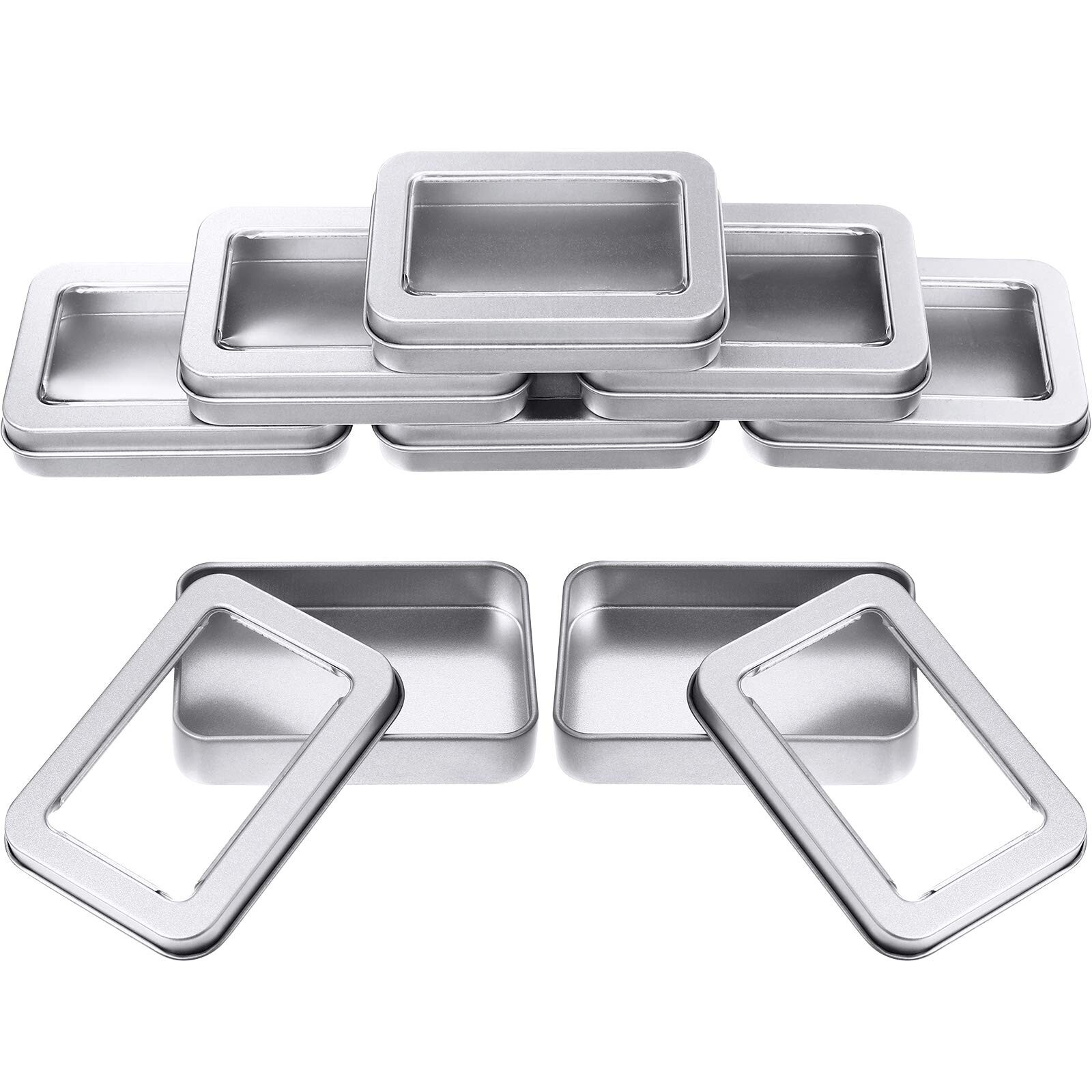 Metal Tin Box Metal Tins With Lids Clear Top Tins Box Empty Storage Tins Case…